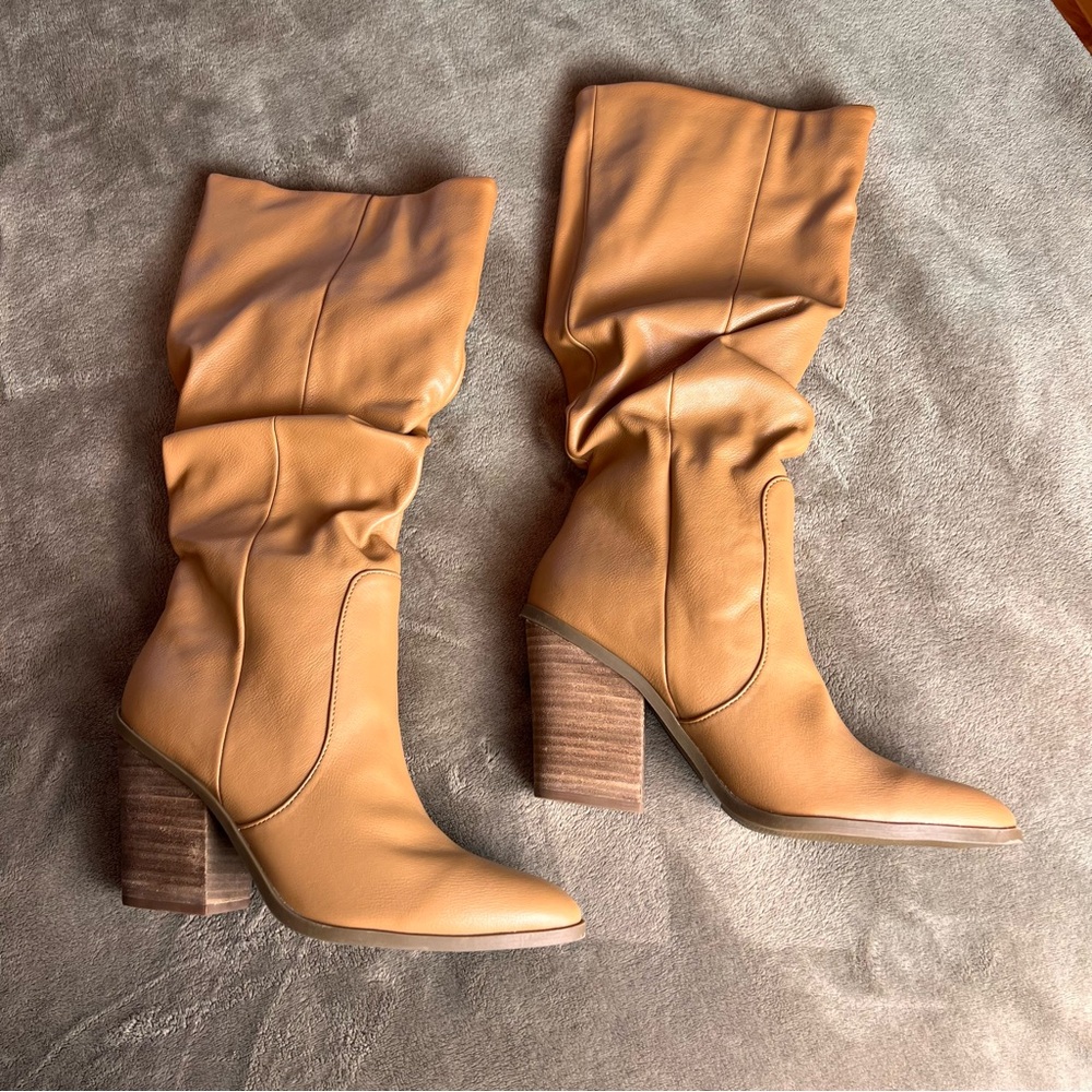 Sz 10 | NWOT Dolce Vita 'Numbra' Light Brown Slouchy Tall Knee High Heel Boots - Picture 5 of 17